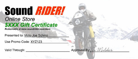 Sound RIDER! Store Gift Certificates