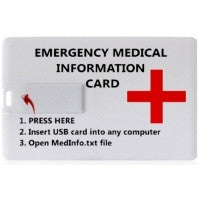 Medical Info USB Storage Credit Card