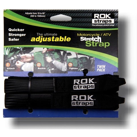 ROK Straps 18 to 60 Adjustable - Motorbike Black/Blue - Twin Pack